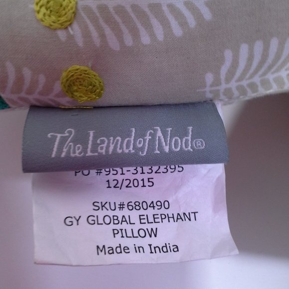 The Land of Nod elephant plush Beige Embroidered 2015 Gy Global Elephant - Picture 11 of 12